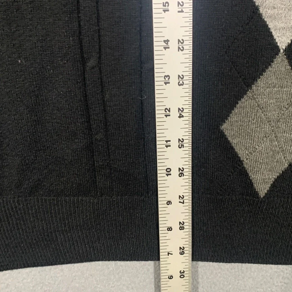 Dockers Sweater Vest Men XXL Black Argyle Cable Knit V-Neck Preppy Academic